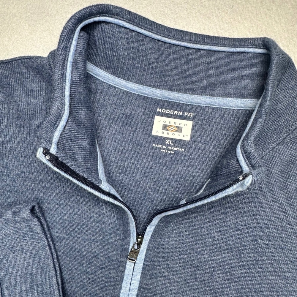 Joseph Abboud Pullover Mens XL Blue Quarter Zip Modern Fit Cotton Modal Sweater